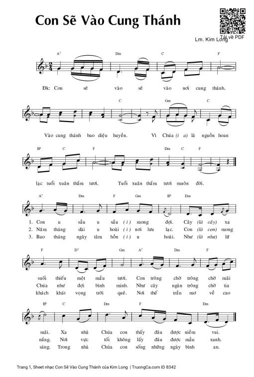 Sheet PDF of Con Sẽ Vào Cung Thánh