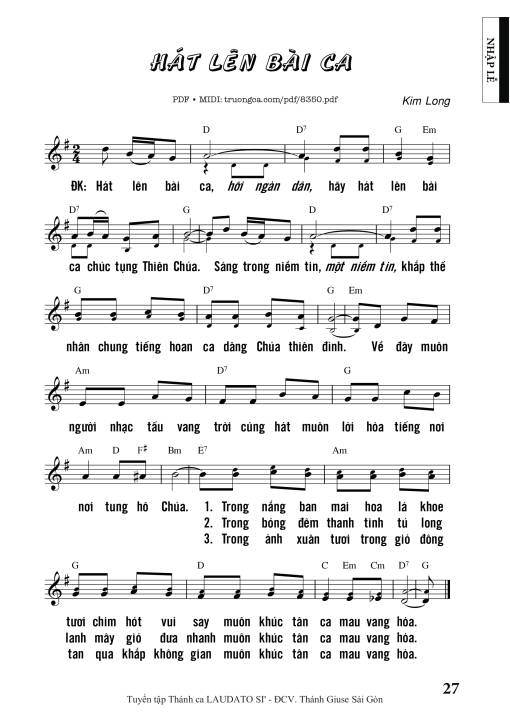 Sheet PDF of Hát Lên Bài Ca