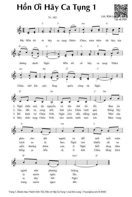 Sheet PDF of Thánh Vịnh 102, Hồn ơi! Hãy Ca Tụng 1