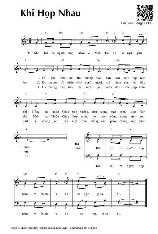 Sheet PDF of Khi Họp Nhau - Kim Long