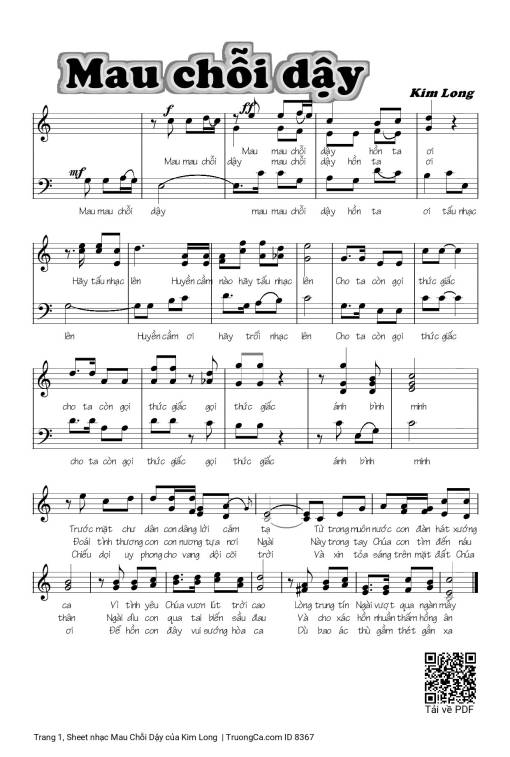 Sheet PDF of Mau Chỗi Dậy