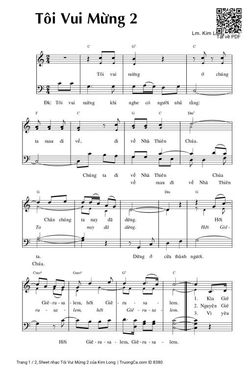 Sheet PDF of Tôi Vui Mừng 2