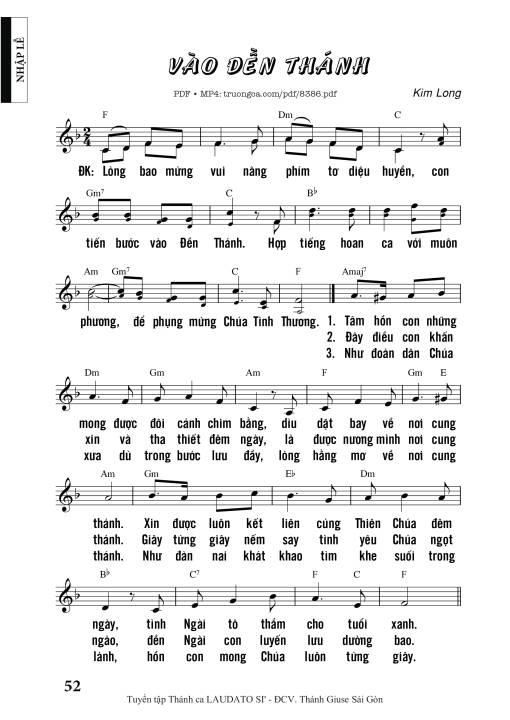 Sheet PDF of Vào đền Thánh