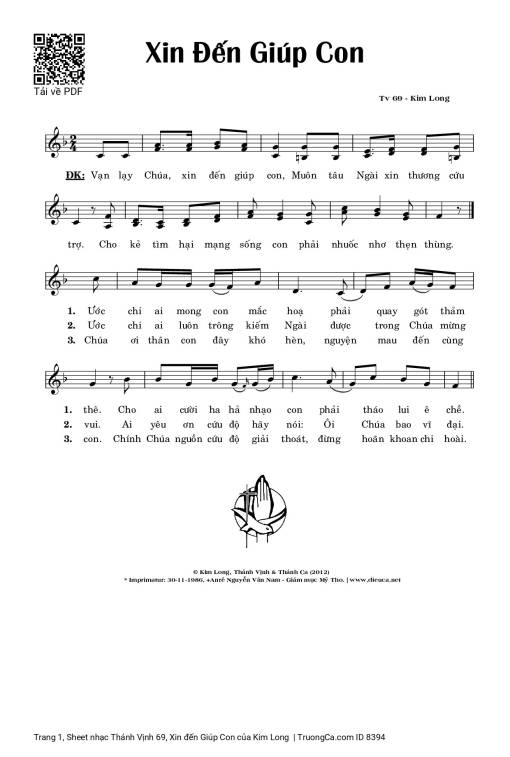 Sheet PDF of Thánh Vịnh 69, Xin đến Giúp Con