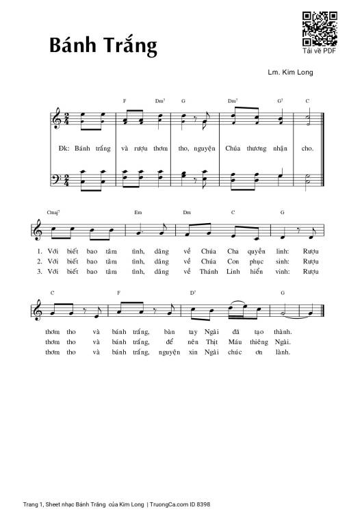 Sheet PDF of Bánh Trắng  - Kim Long