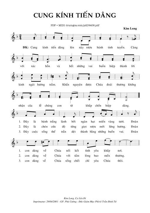 Sheet PDF of Cung Kính Tiến Dâng