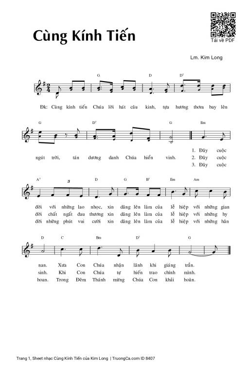 Sheet PDF of Cùng Kính Tiến