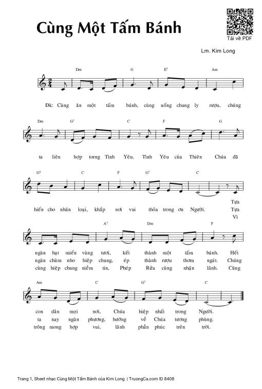 Sheet PDF of Cùng Một Tấm Bánh