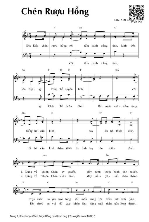 Sheet PDF of Chén Rượu Hồng