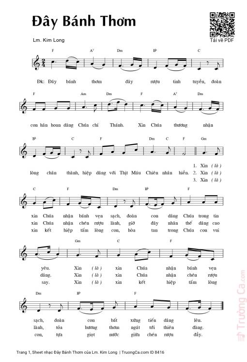 Sheet PDF of Đây Bánh Thơm