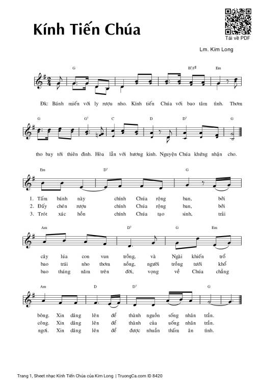 Sheet PDF of Kính Tiến Chúa