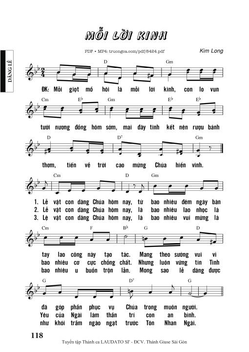 Sheet PDF of Mỗi Lời Kinh