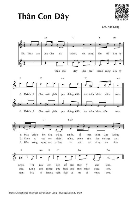 Sheet PDF of Thân Con đây