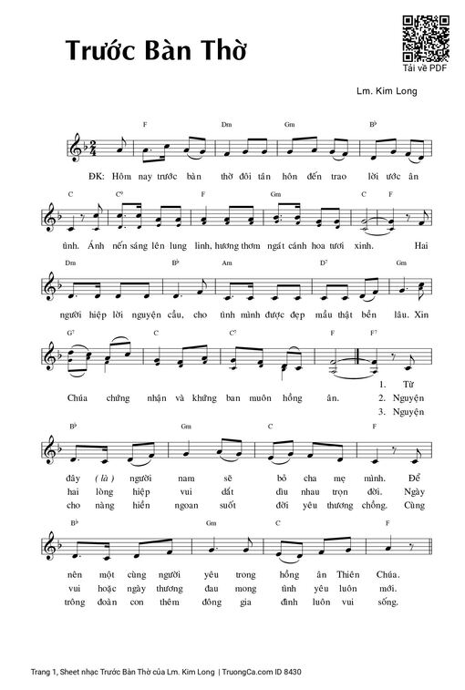 Sheet PDF of Trước Bàn Thờ