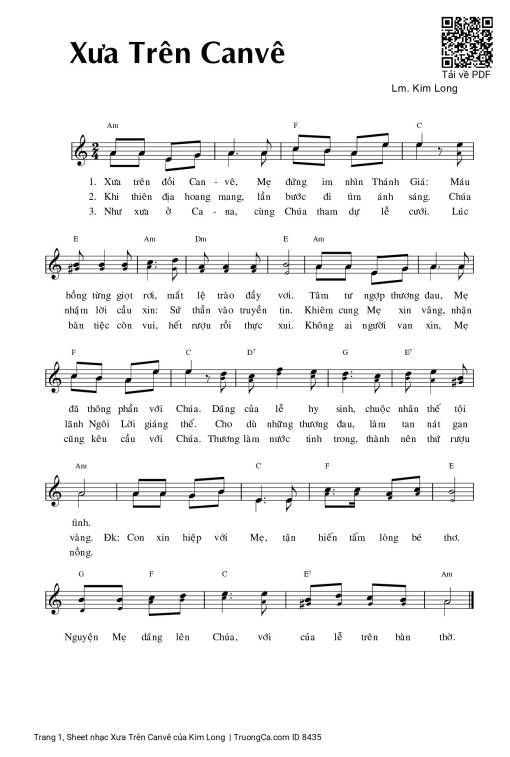 Sheet PDF of Xưa Trên Canvê