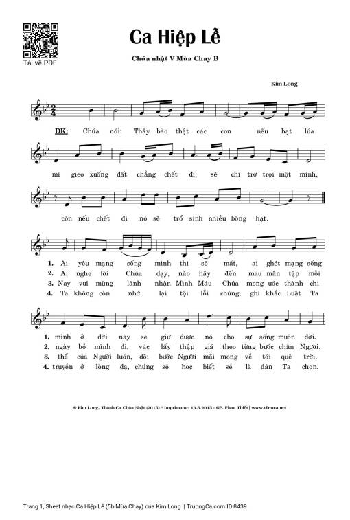 Sheet PDF of Ca Hiệp Lễ (5b Mùa Chay)