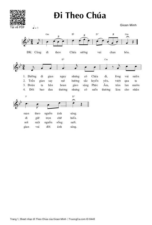 Sheet PDF of đi Theo Chúa - Gioan Minh