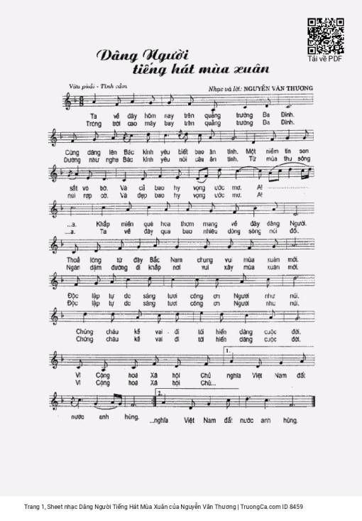 Sheet PDF of Dâng Người Tiếng Hát Mùa Xuân