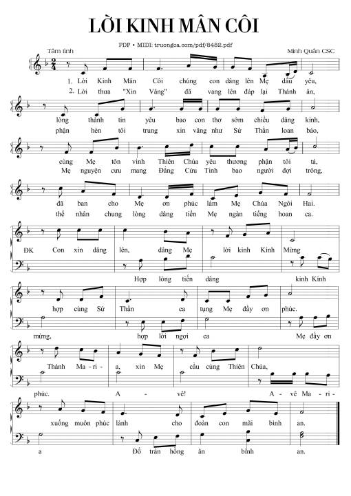 Sheet PDF of Lời Kinh Mân Côi