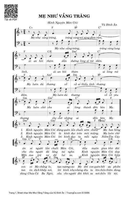 Sheet PDF of Mẹ Như Vầng Trăng