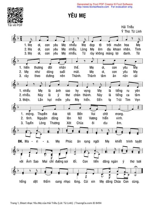 Yêu Mẹ - Hải Triều (Lời: Từ Linh)