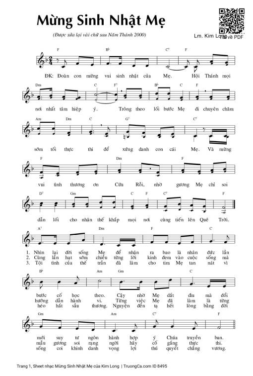 Sheet PDF of Mừng Sinh Nhật Mẹ