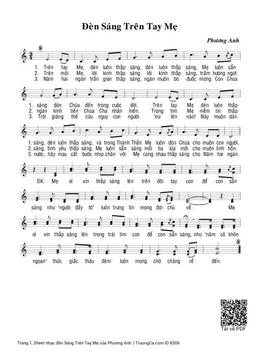 Sheet PDF of đèn Sáng Trên Tay Mẹ