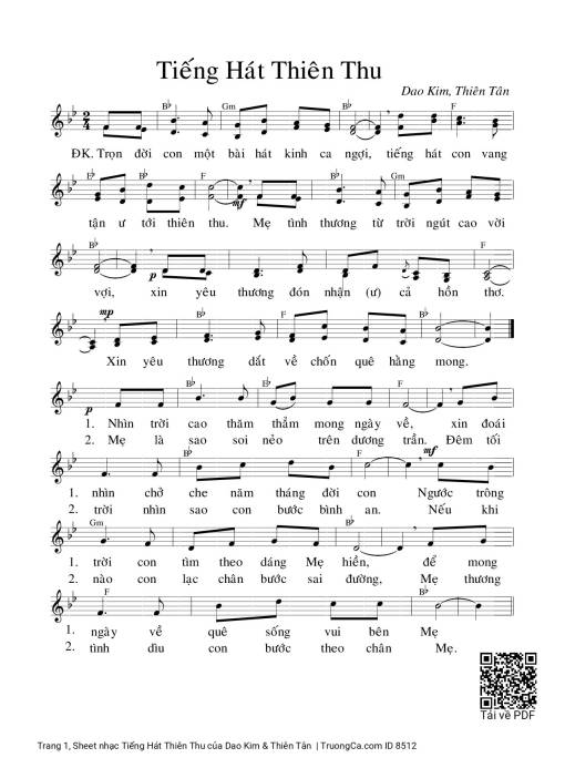Sheet PDF of Tiếng Hát Thiên Thu