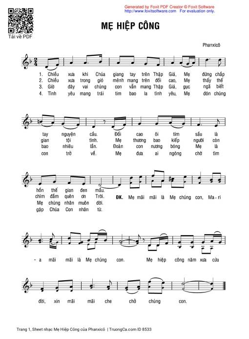 Sheet PDF of Mẹ Hiệp Công