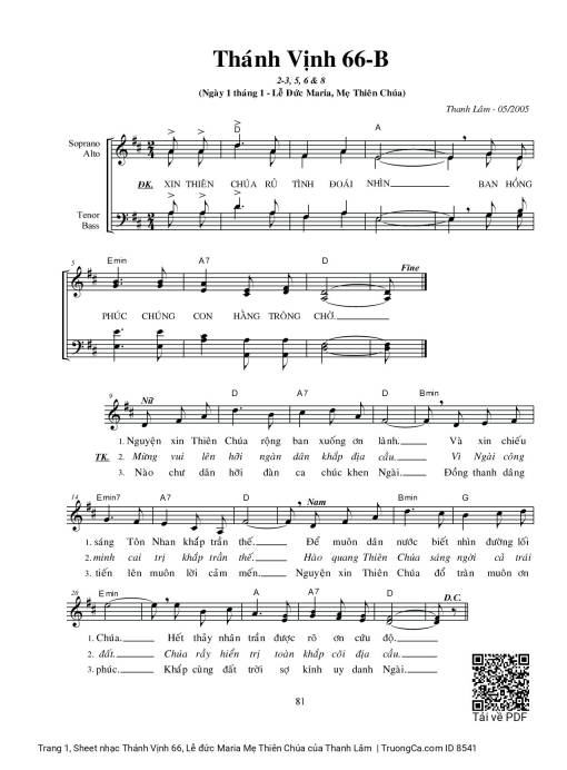 Sheet PDF of Thánh Vịnh 66, Lễ đức Maria Mẹ Thiên Chúa