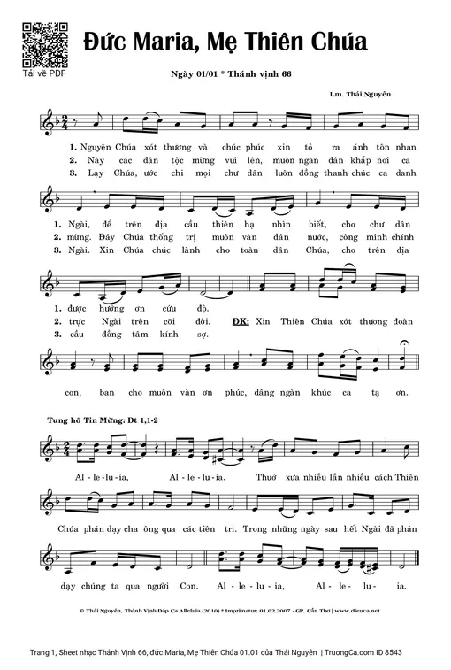 Sheet PDF of Thánh Vịnh 66, đức Maria, Mẹ Thiên Chúa 01.01
