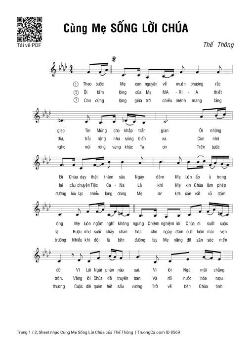Sheet PDF of Cùng Mẹ Sống Lời Chúa