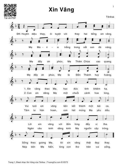 Xin Vâng - Têrêsa