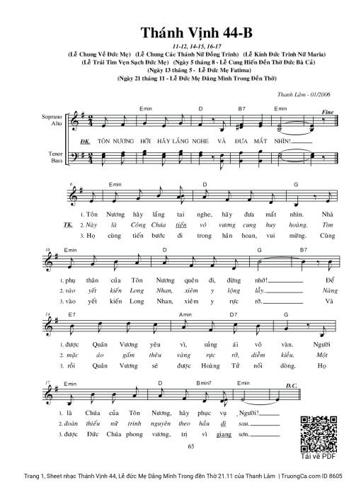 Sheet PDF of Thánh Vịnh 44, Lễ đức Mẹ Dâng Mình Trong đền Thờ 21.11