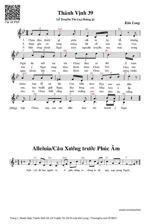 Sheet PDF of Thánh Vịnh 39, Lễ Truyền Tin 25.03