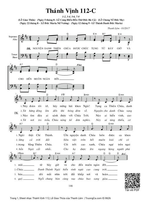 Sheet PDF of Thánh Vịnh 112, Lễ Giao Thừa
