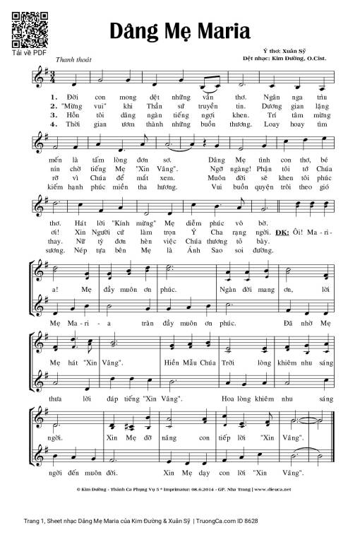 Sheet PDF of Dâng Mẹ Maria