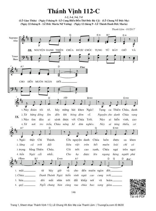 Thánh Vịnh 112, Lễ Chung Về đức Mẹ