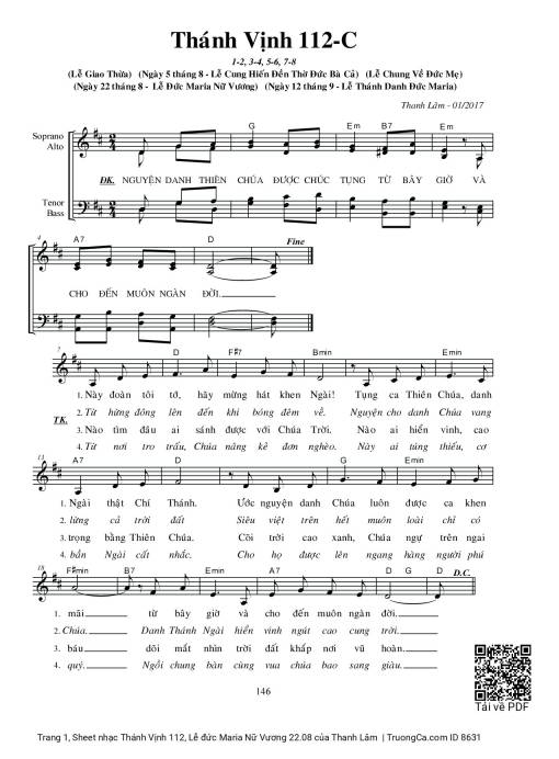 Thánh Vịnh 112, Lễ đức Maria Nữ Vương 22.08