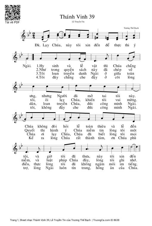 Sheet PDF of Thánh Vịnh 39, Lễ Truyền Tin
