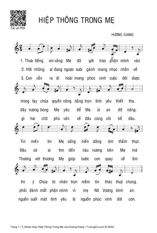 Sheet PDF of Hiệp Thông Trong Mẹ