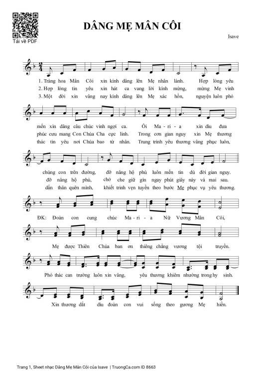 Sheet PDF of Dâng Mẹ Mân Côi