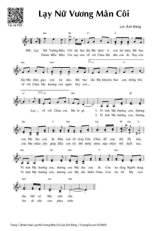 Sheet PDF of Lạy Nữ Vương Mân Côi