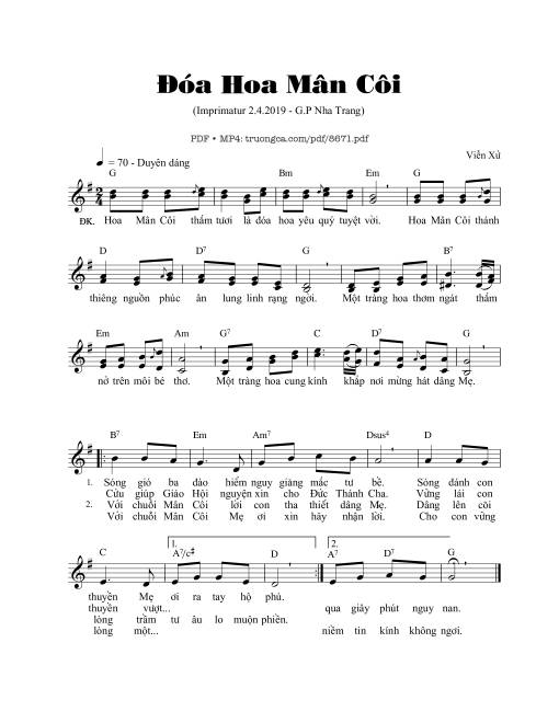Sheet PDF of đóa Hoa Mân Côi