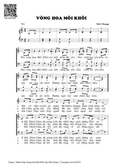 Sheet PDF of Vòng Hoa Môi Khôi
