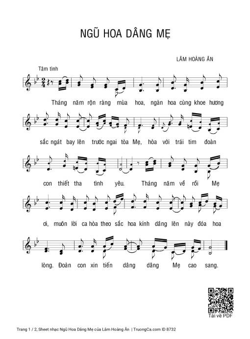 Sheet PDF of Ngũ Hoa Dâng Mẹ