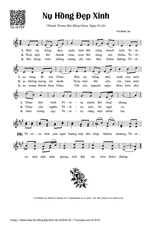 Sheet PDF of Nụ Hồng đẹp Xinh