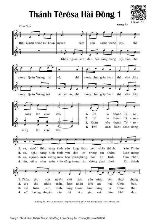 Sheet PDF of Thánh Têrêsa Hài đồng 1