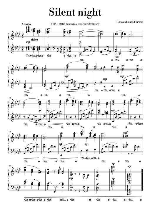 Silent night, đêm thánh vô cùng sheet Piano