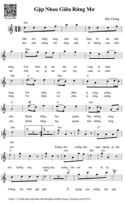 Sheet PDF of Gặp Nhau Giữa Rừng Mơ